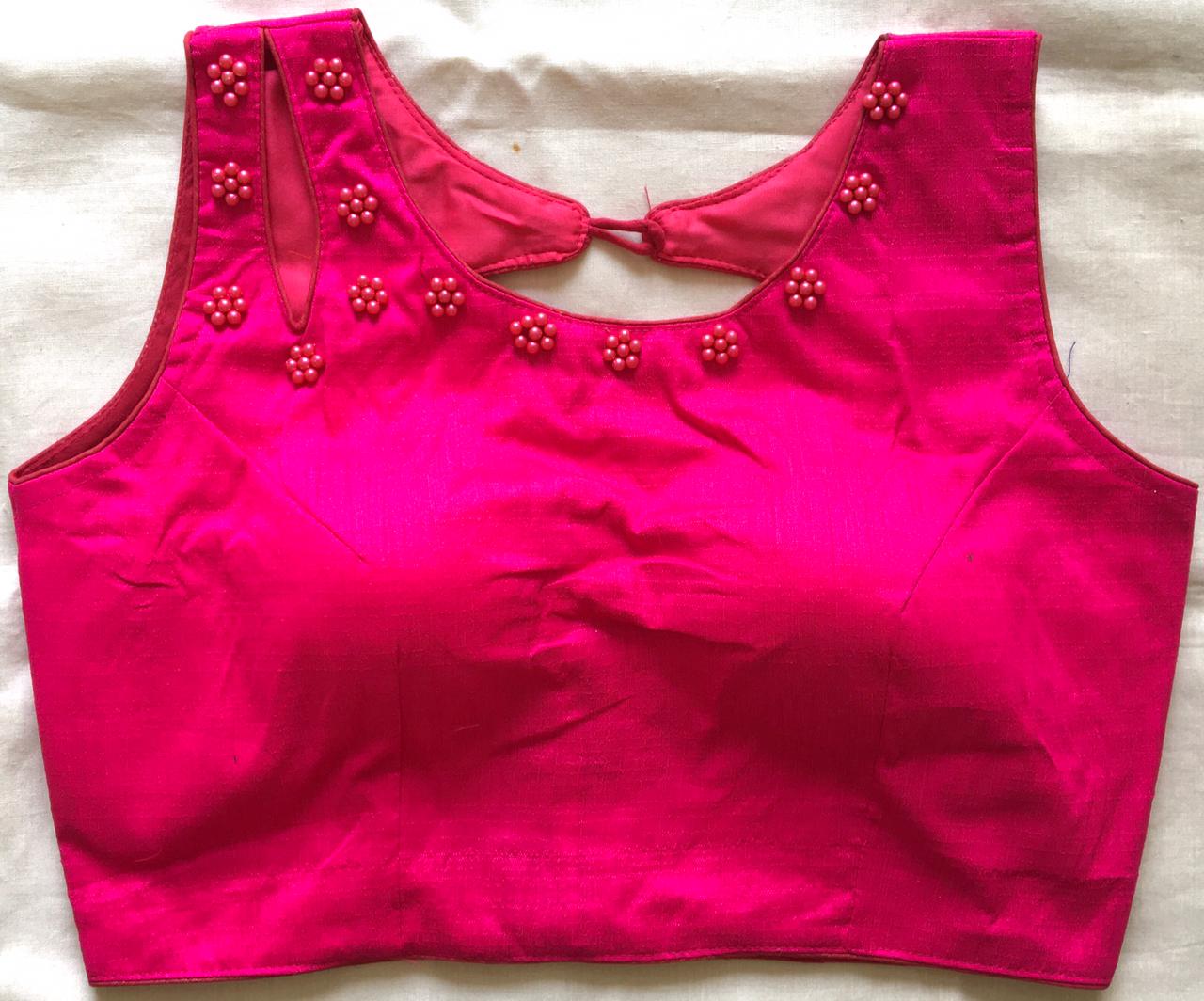 Pink color phantom silk moti work lehenga blouse for women