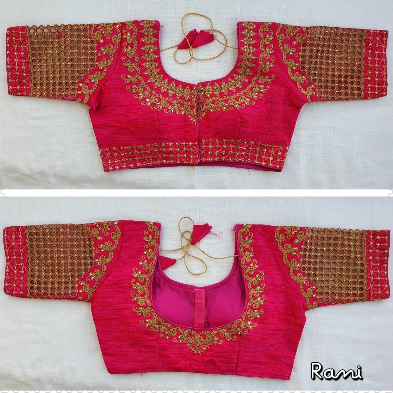 Rani pink color phantom silk blouse online shopping 