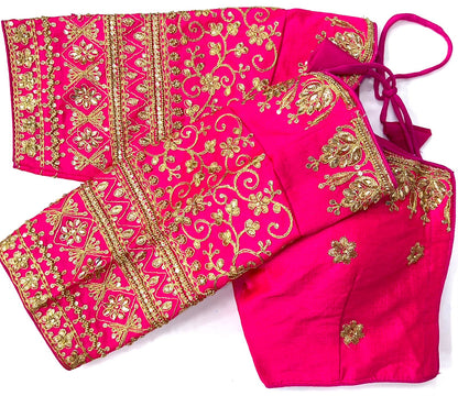 Pink color silk sequins work lehenga blouse 