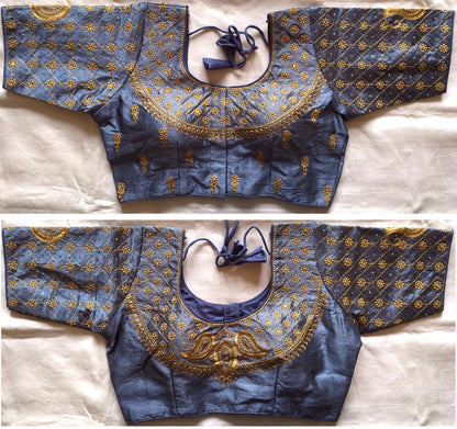 Grey color phantom silk lehenga  blouse images