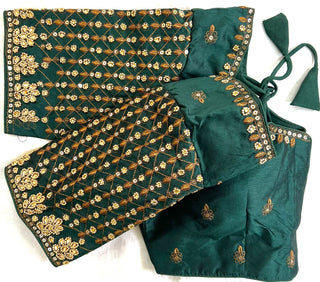 heavy shining silk Green Blouse For Saree