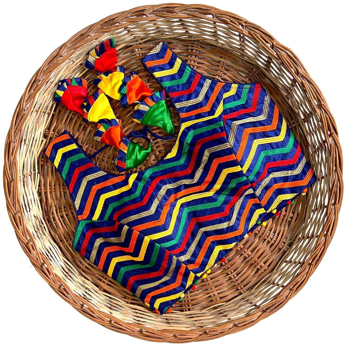 Navy blue color thread work silk blouse online shopping 