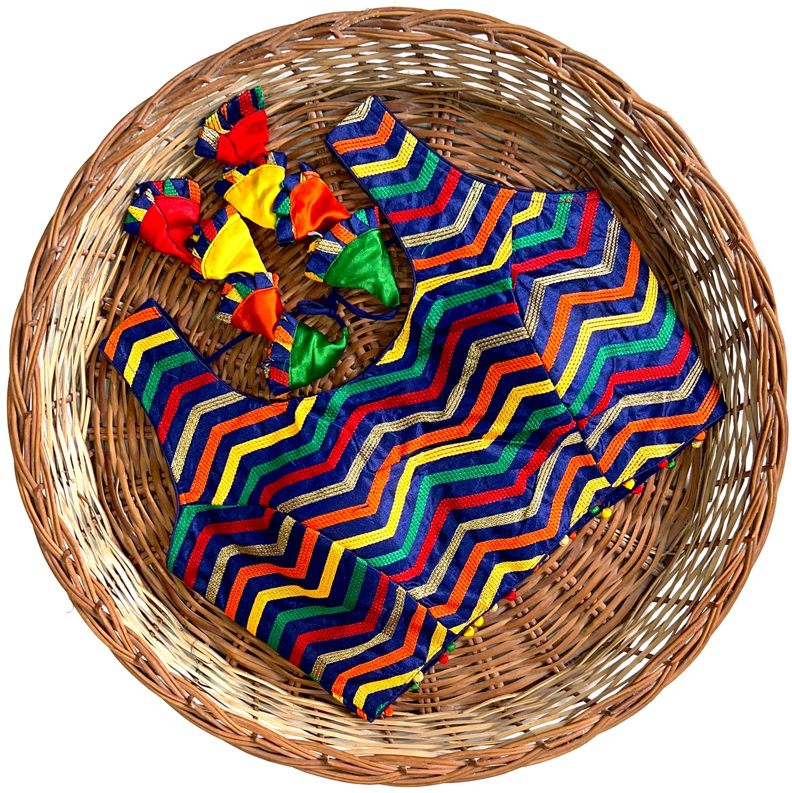 Navy blue color thread work silk blouse online shopping 