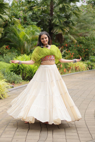 Green lehenga with navratri look