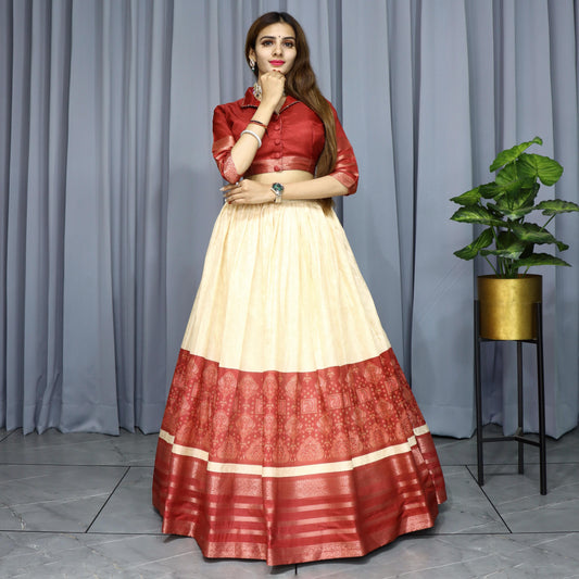 Maroon color dola silk lehenga with blouse 