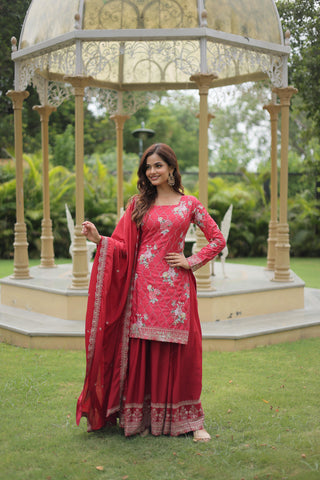 Red Sharara Suit for women
