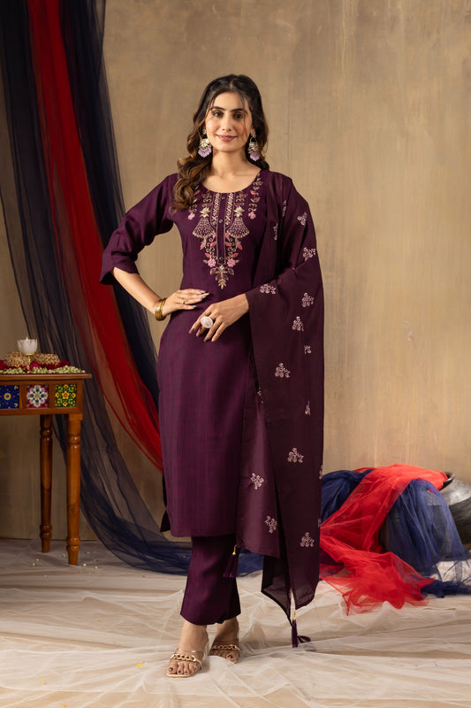 Wine color viscose salwar suit for women