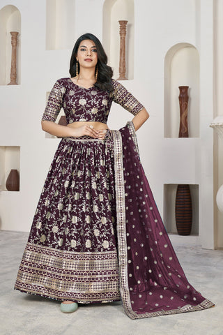 Wine color lehenga choli