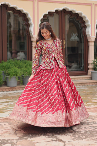 Red color lehenga with top