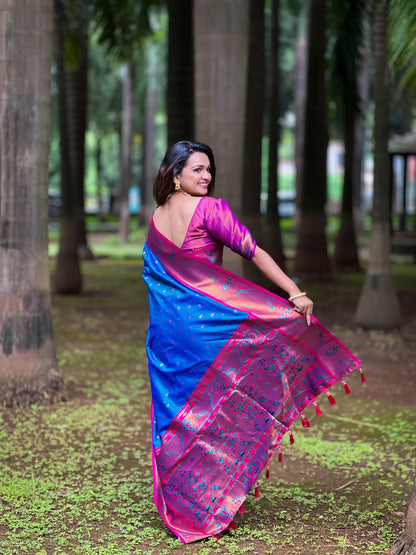 Blue Paithani Saree For Wedding
