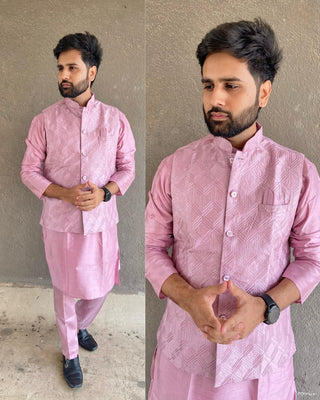 Pink color banglori silk koti kurta set for women online