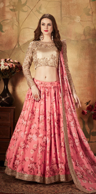 Orange color heavy organza lehenga choli with dupatta