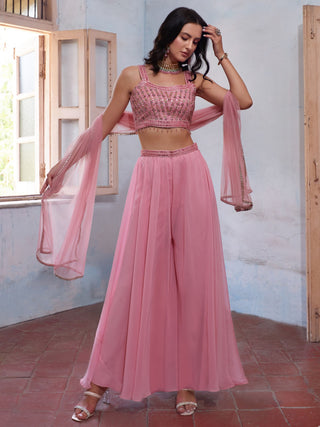 Pink georgette salwar suit for women