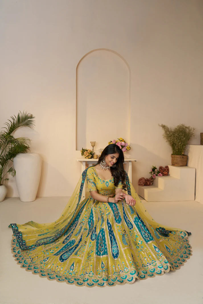 Wedding wear mustard chaniya choli price