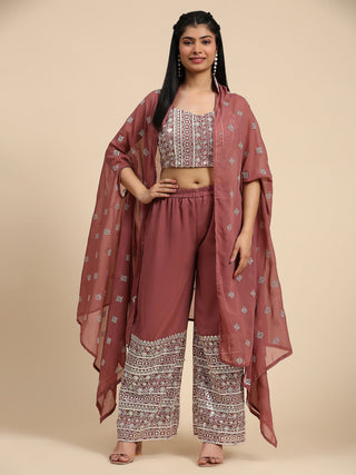 rust color palazoo suit for women