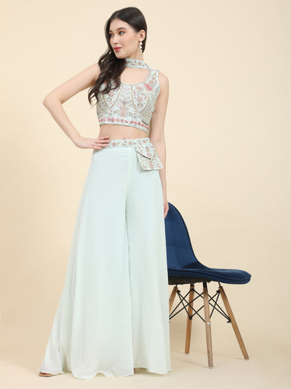 Wedding wear white plazzo suit