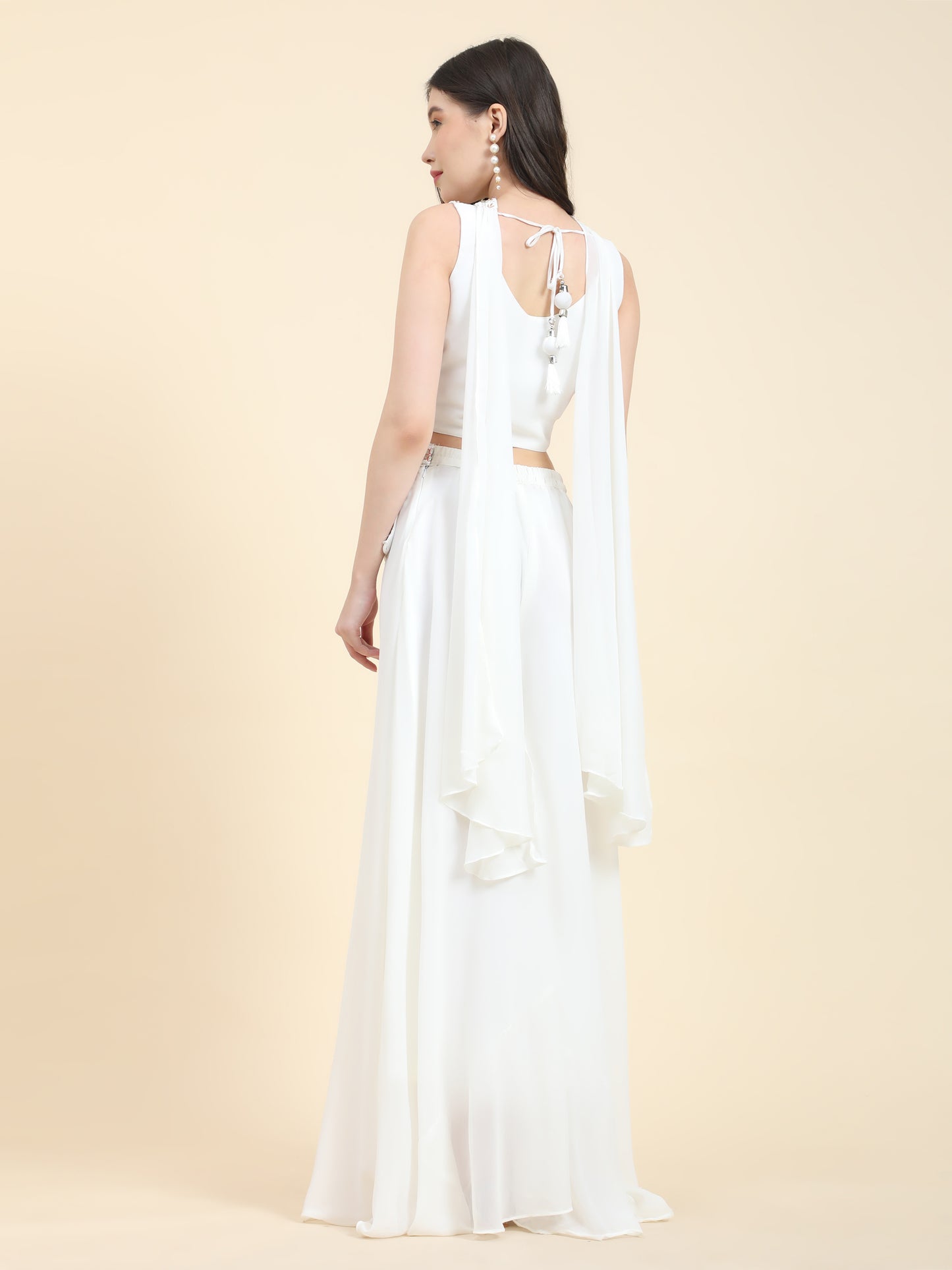 Designer white sharara suit with dupatta