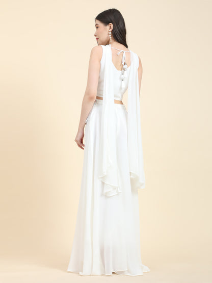 Designer white sharara suit with dupatta