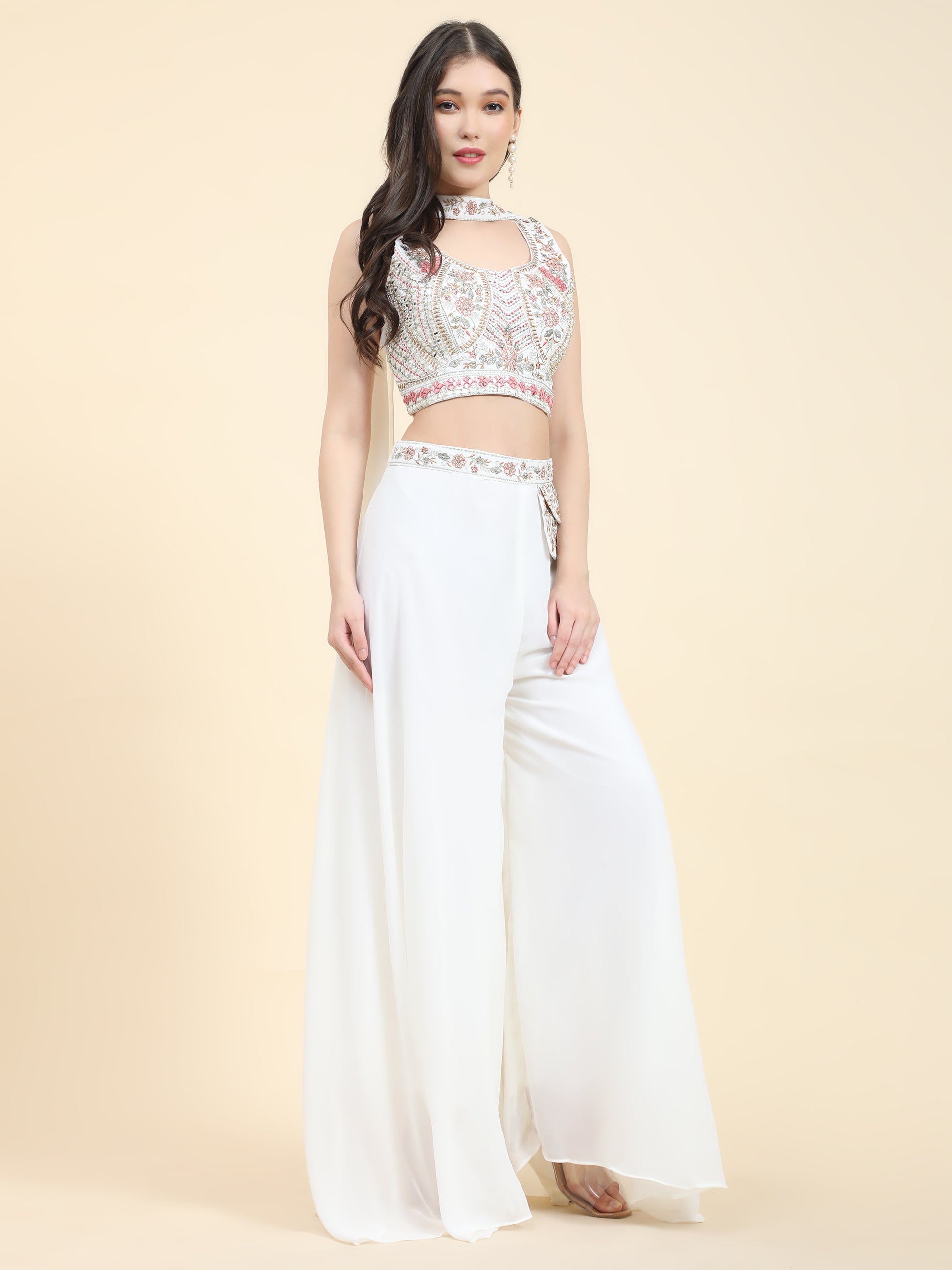 Party wear white sharara suit for women