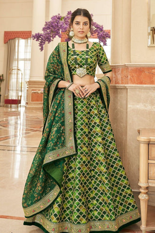 Art silk Green lehenga