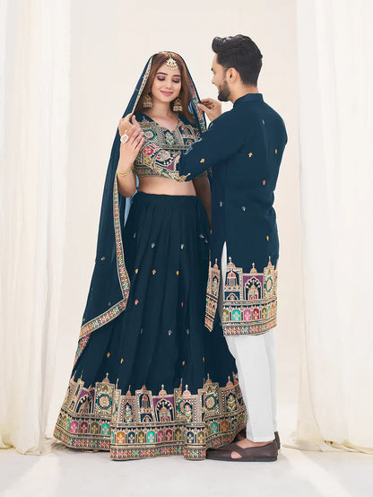 Navy Blue Couple Dress For Wedding
