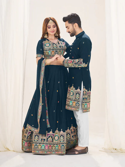 Blue Engagement Dress For Couple
