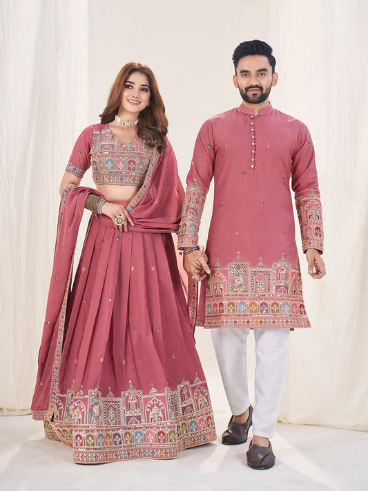 Pink Couple Dress For Wedding
