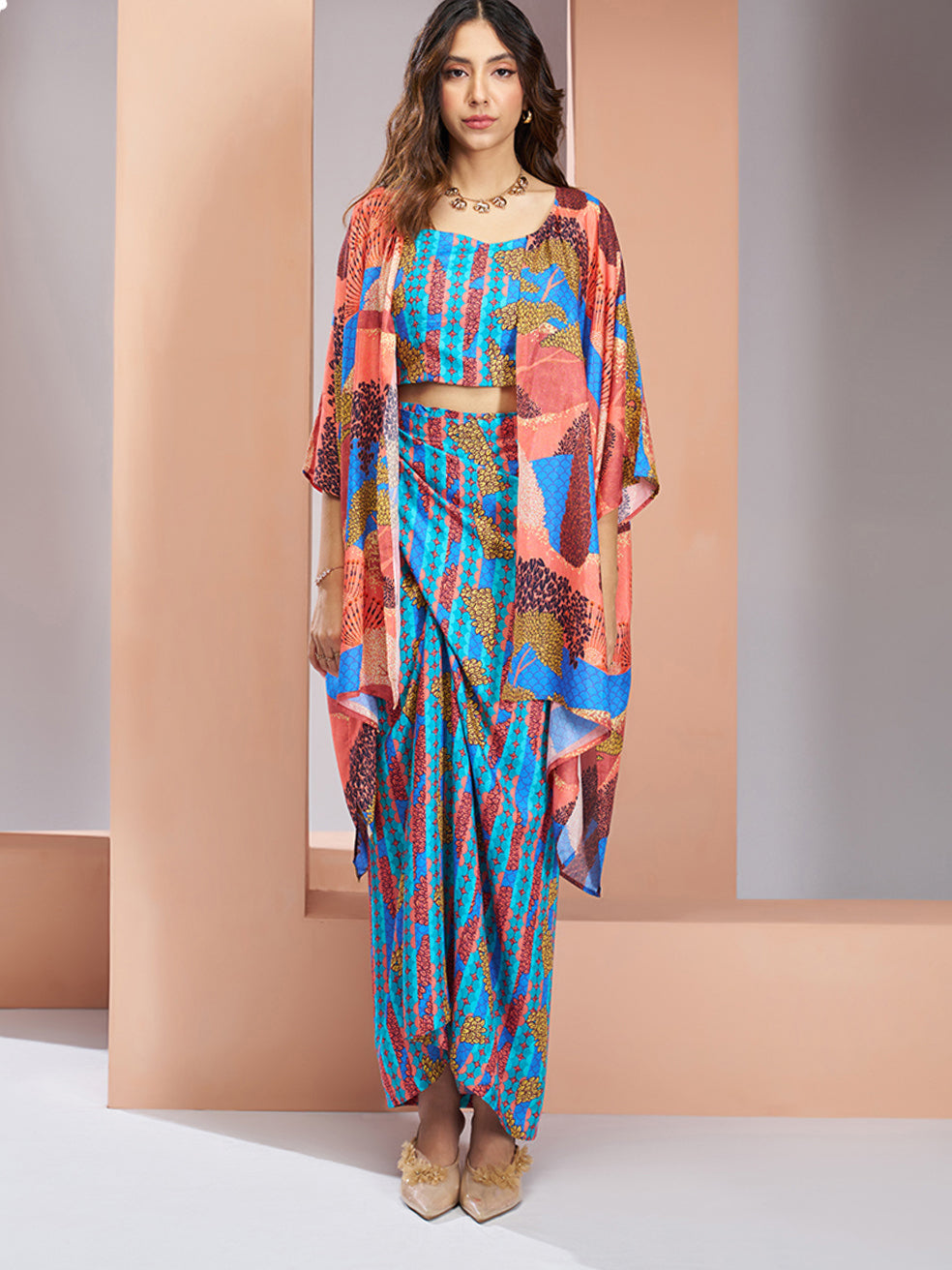 Blue color muslin silk top and bottom