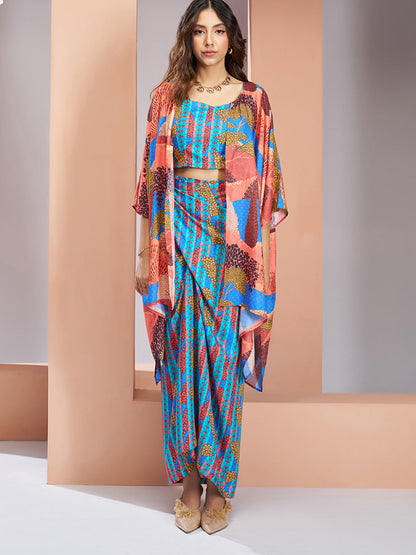 Blue color muslin silk top and bottom