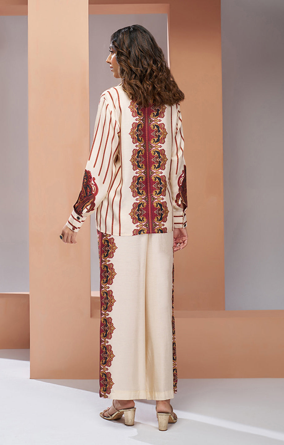 Cream color pure muslin silk co ord set price