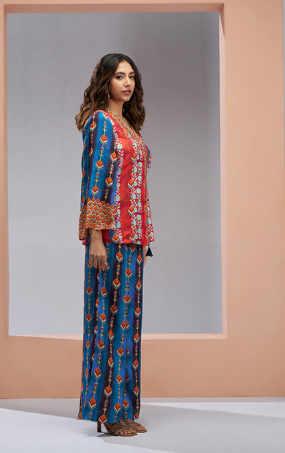 Navy blue color pure muslin silk co ord set price