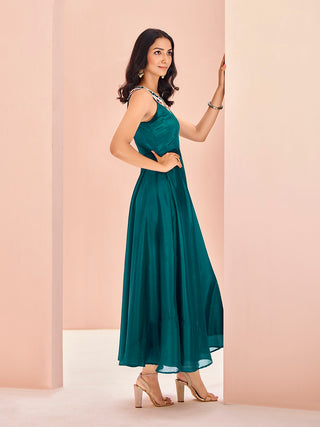 Party wear Teal green chinon salwar suit online