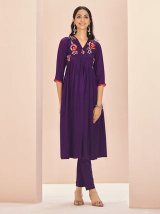 Purple chinon salwar suit for women