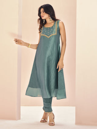 Wedding party Aqua Blue color organza salwar suit for women online