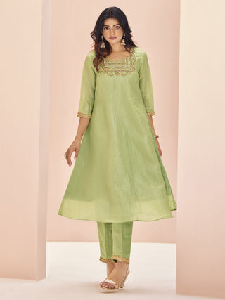 Light green color  Organza salwar suit for women