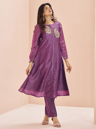 Purple color organza salwar suit for women price