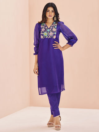 Purple organza salwar suit for women 