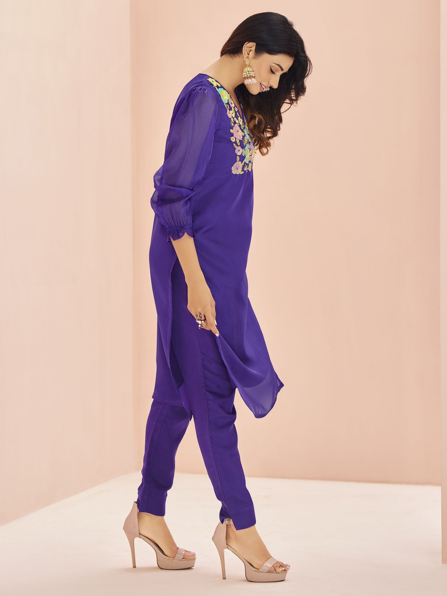Purple organza salwar suit for women online