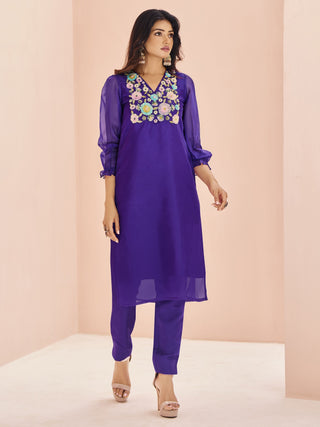 Purple organza salwar suit for women images