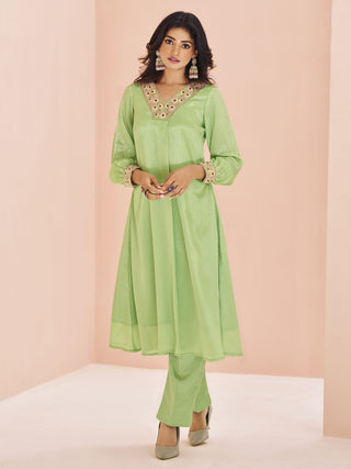 green color chinon salwar suit for women