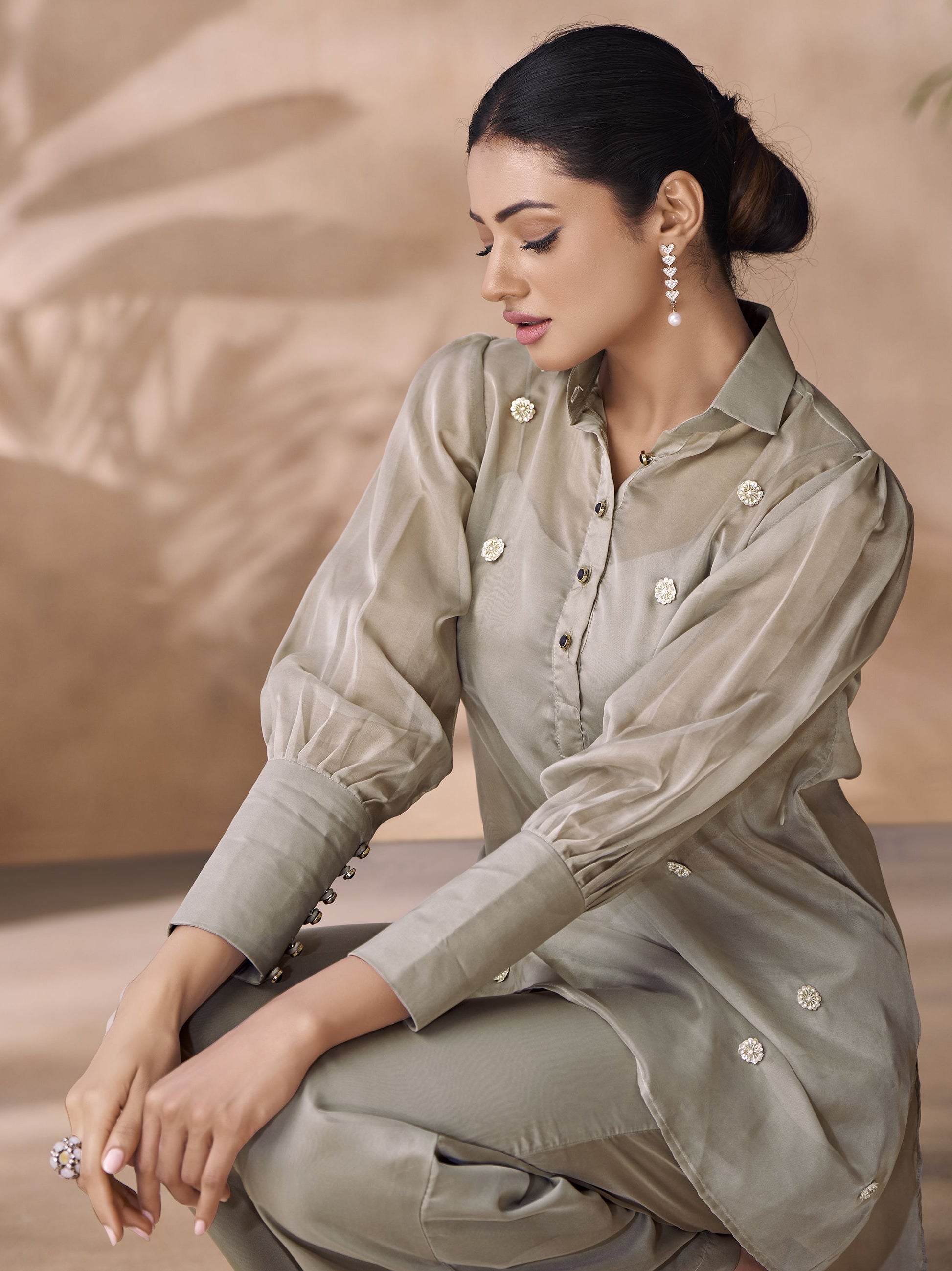 Dark grey color co ord for women
