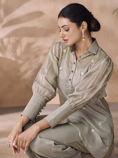 Dark grey color co ord for women
