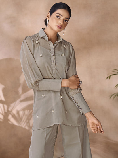 Grey color organza co-ord set online
