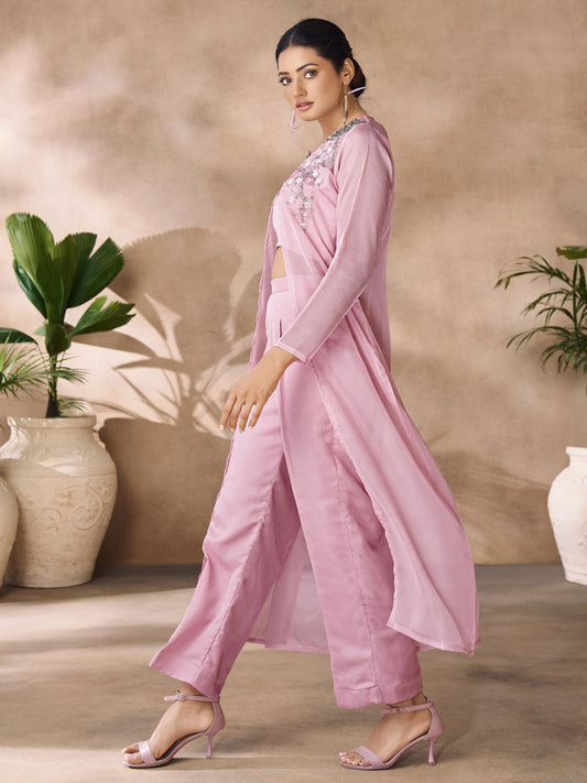Light pink color co ord for women
