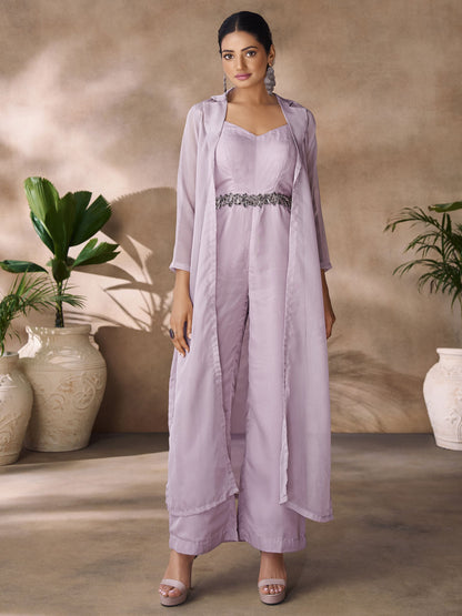 Lavender color organza co ord set for women