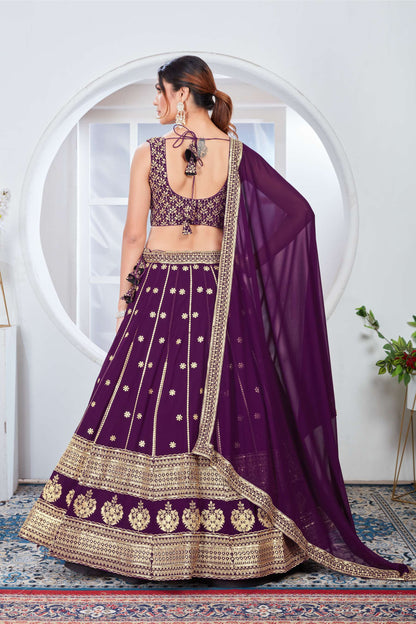 Purple color georgette lehenga choli with dupatta online