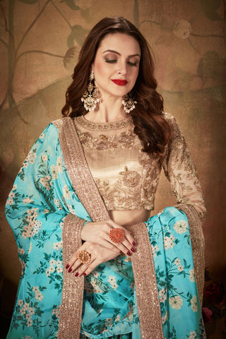 Sky blue Lehenga combination