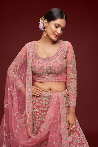 soft net fantasy rose lehenga Party Wear