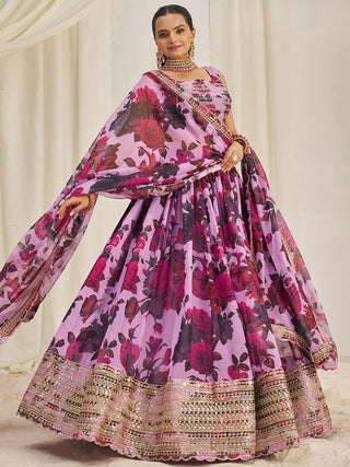 Pink organza lehenga choli with dupatta price online shopping
