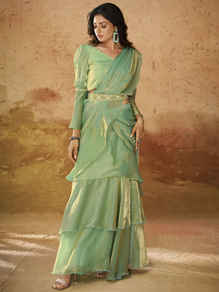 Light green organza saree for women with price
